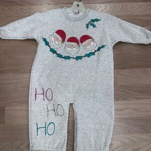 Gray Kids Hand Painted Romper w/ Xmas Design-100% Cotton-Size Toddler -Brand New